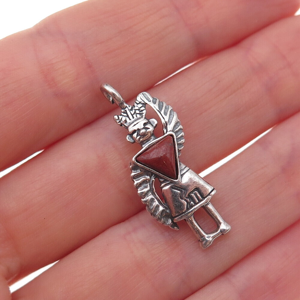 Carolyn Pollack Old Pawn 925 Sterling Silver Vintage Coral Kwahu Kachina Pendant